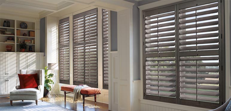 Dark Plantation Shutters | Living Room | Tampa Bay Florida Dark Plantation Shutters | Living Room | Tampa Bay Florida