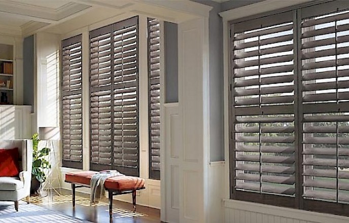 Plantation shutters in the living room Plantation shutters in the living room